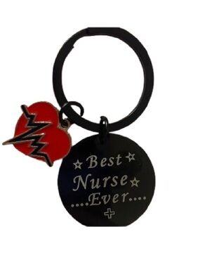 New Best Nurse Ever Keychain with Red Heart